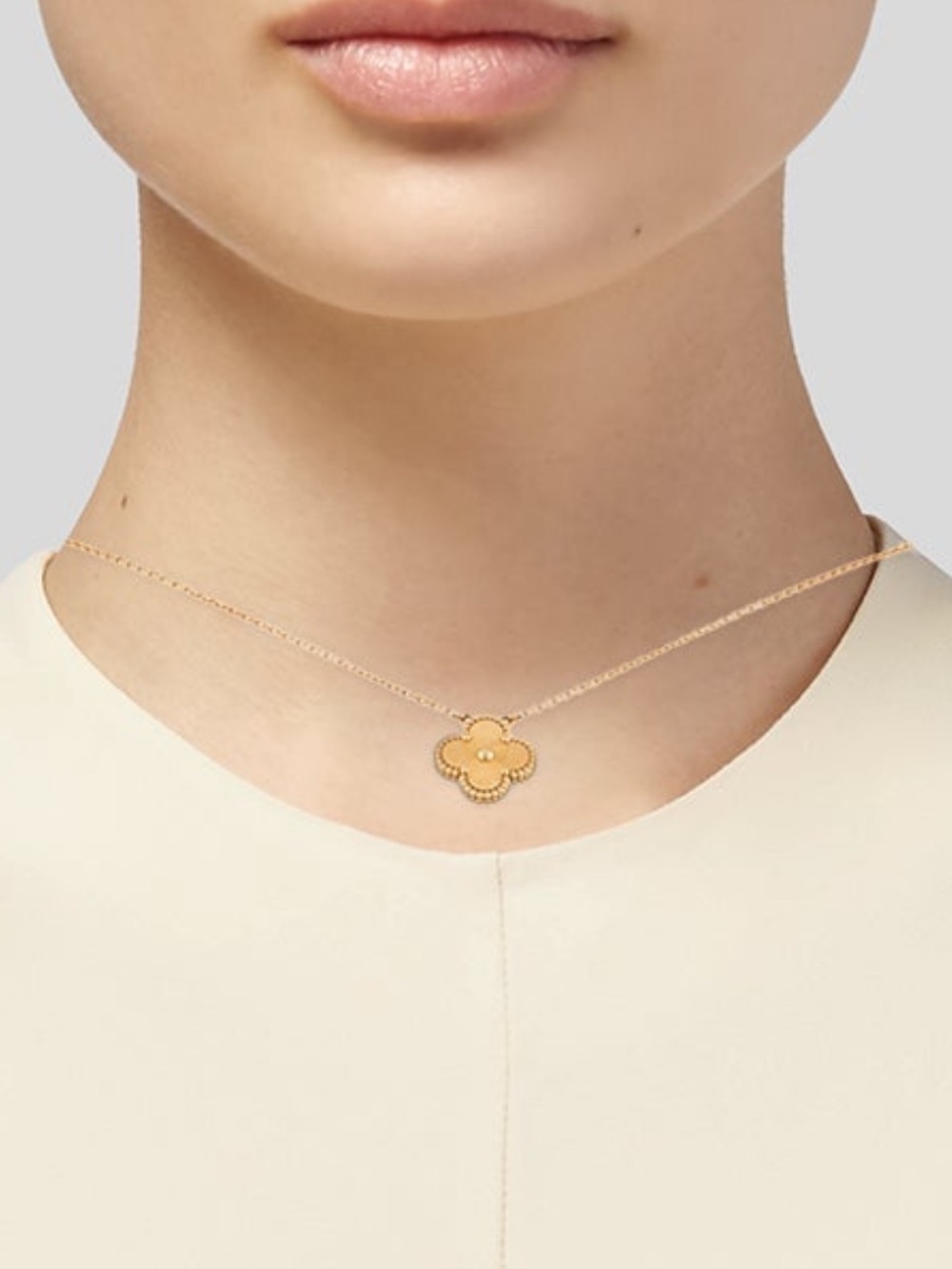 Designer-Inspired Gold Clover Pendant Necklace  & Bracelet